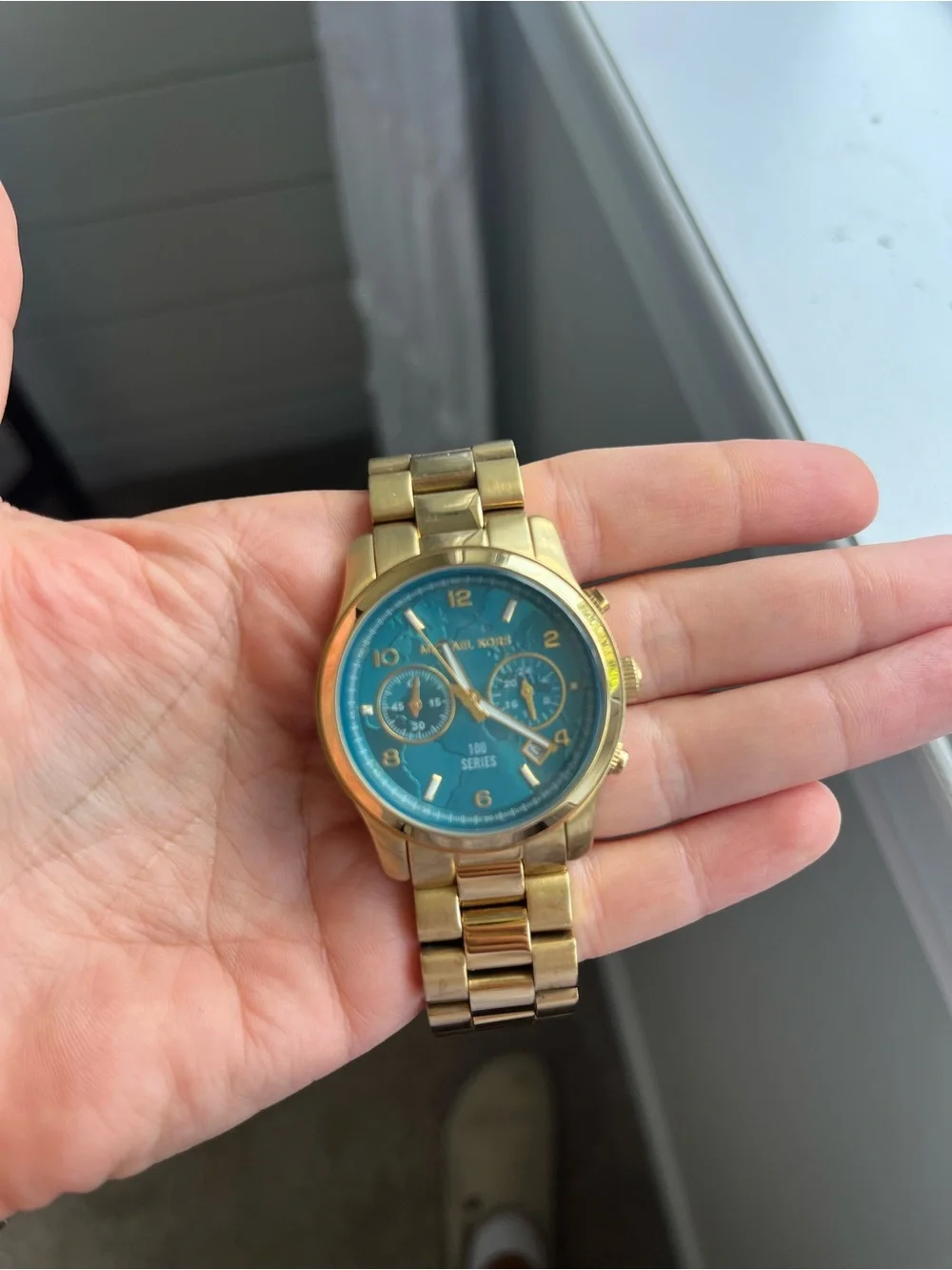 Michael Kors Gold and Blue Chronograph Bracelet Watch